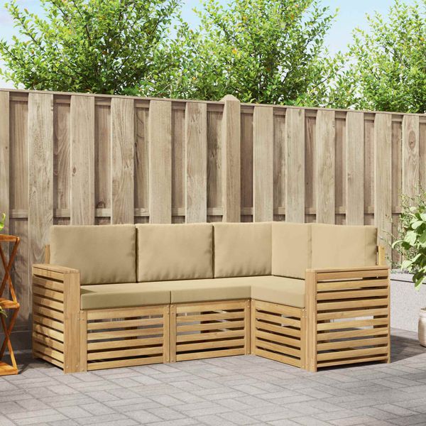 vidaXL Súpravy pohoviek 4 pcs Biela a béžová 191 x 132,5 x 73 cm
