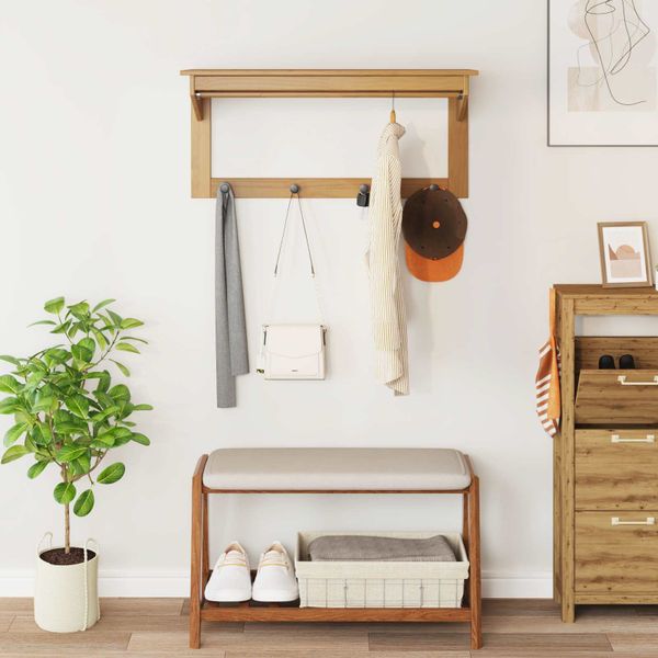 vidaXL Vešiak HILL Medová hnedá 90 x 35 x 41.5 cm Masívna borovica