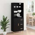 vidaXL Highboard Čierny dub 69,5 x 32,5 x 180 cm Kompozitné drevo