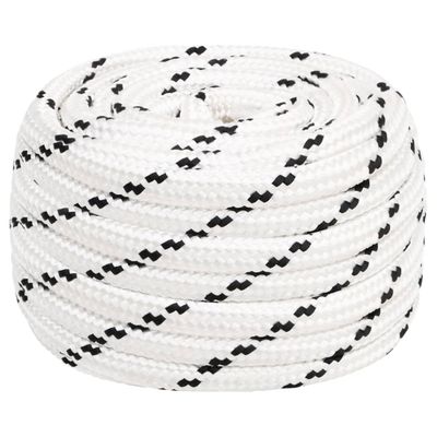 vidaXL Pletené lodné lano biele 20 mm x 100 m polyester