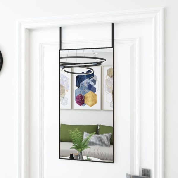 vidaXL Zrkadlo na dvere čierne 40x80 cm sklo a hliník