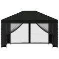 vidaXL Altánok so stenami 4 × 3 m Čierna Polyester a oceľ 190 gsm