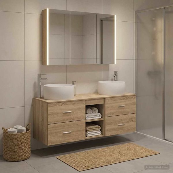 vidaXL Sada kúpeľňového nábytku 4 pcs Dub sonoma