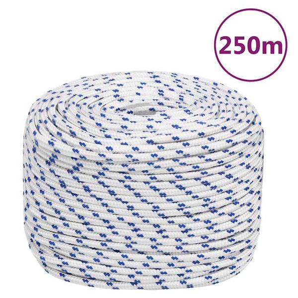vidaXL Lodné lano biele 8 mm 250 m polypropylén
