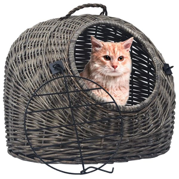 vidaXL Prepravka pre mačku sivá 45x35x35 cm prírodná vŕba