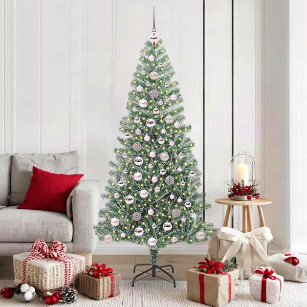 vidaXL Umelý vianočný stromček, snehom obalený, s LED svetlom 180 cm