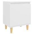 vidaXL Nočný stolík nohy z masívneho dreva biely 40x30x50 cm