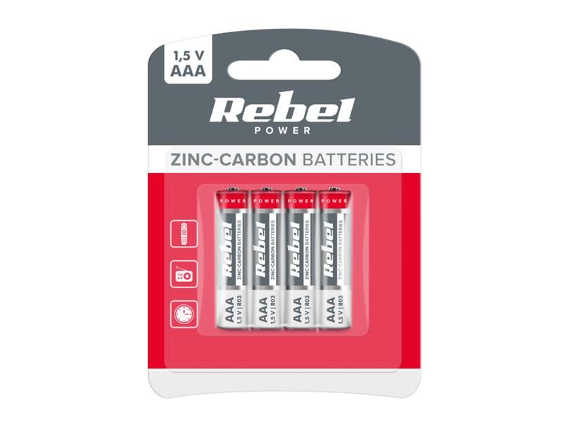 Batéria AAA (R03) Zn-Cl REBEL 4ks / blistr BAT0080B