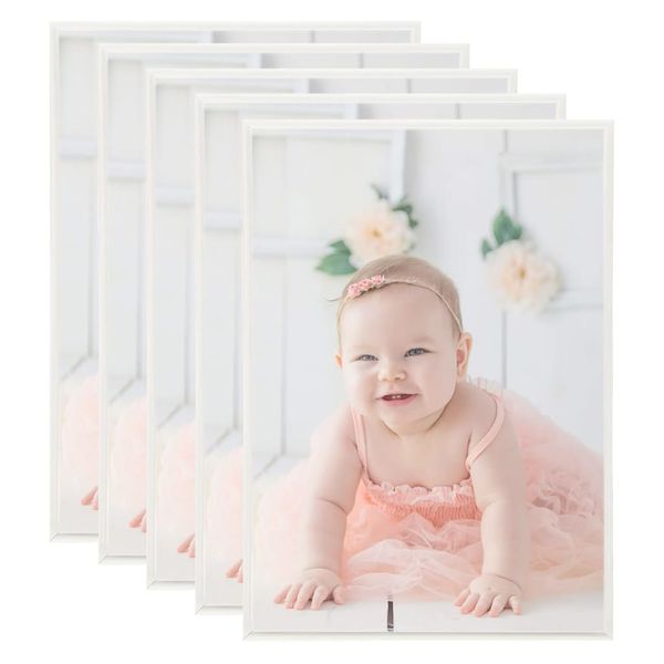 vidaXL Fotorámiky na stenu alebo stôl 5 ks strieborné 29,7x42 cm MDF