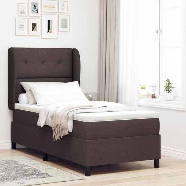 vidaXL Posteľ s pružinovým rámom Tmavo hnedá 80 x 200 cm látka