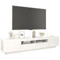 vidaXL TV skrinka s LED svetlami lesklá biela 200x35x40 cm
