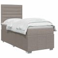 vidaXL LED boxspring posteľ s matracom Sivohnedá 90 x 200 cm Látka