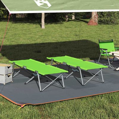 vidaXL Skladacia kempingová posteľ 2 pcs Zelená 194 x 62,5 x 42,5 cm