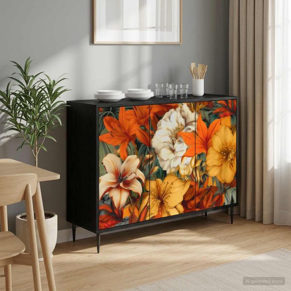 vidaXL Servírovacia skriňa GENNEP Čierny dub 102 x 33 x 76 cm