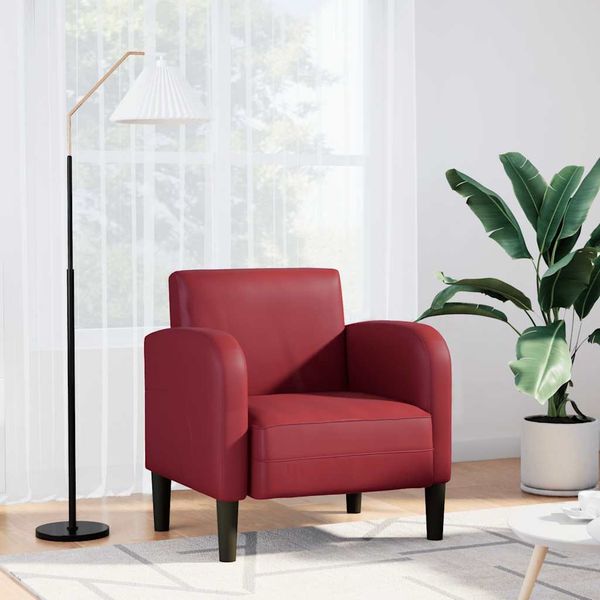 VidaXL Pohovka s opierkami vínová červená 54 cm umelá koža