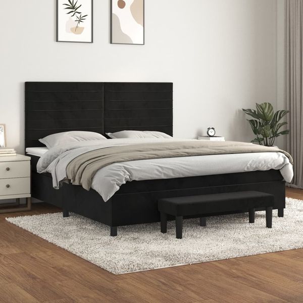 vidaXL Posteľný rám boxspring s matracom čierny 160x200 cm zamat