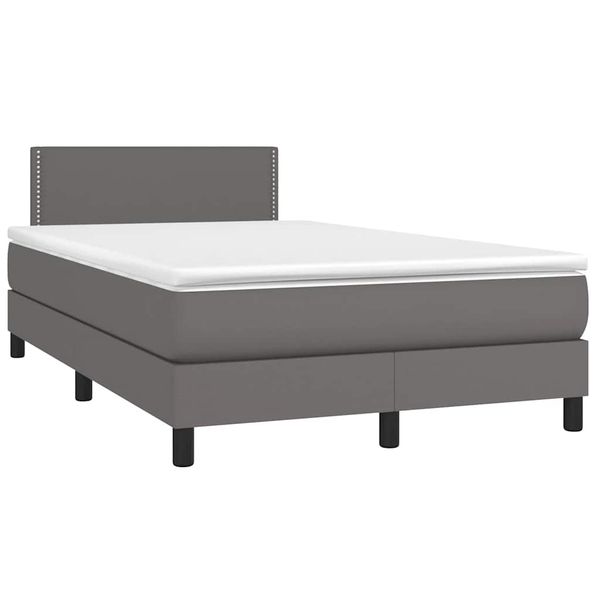 vidaXL Boxspring posteľ s matracom a LED, sivá 120x190 cm, umelá koža