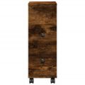 vidXL Úzka kúpeľňová skrinka s kolieskami dymový dub kompozitné drevo
