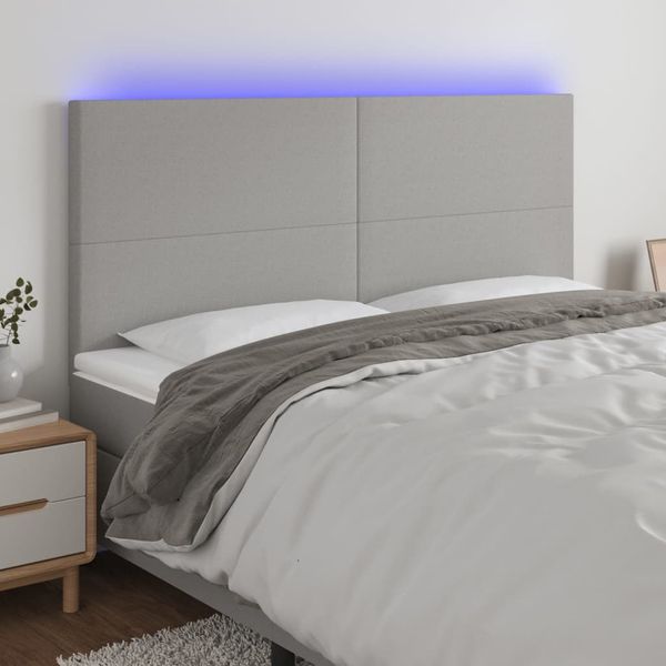 vidaXL Čelo postele s LED bledosivé 160x5x118/128 cm látka