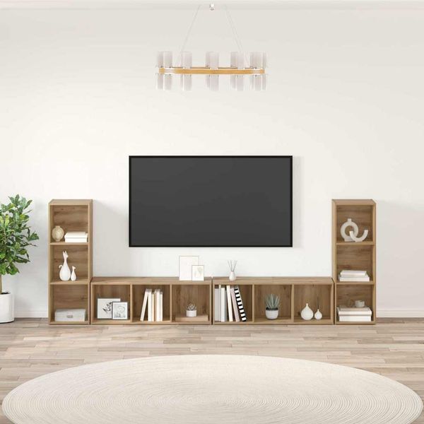 vidaXL Zostava TV skriniek 4 pcs Remeselný dub 37 x 35 x 107 cm