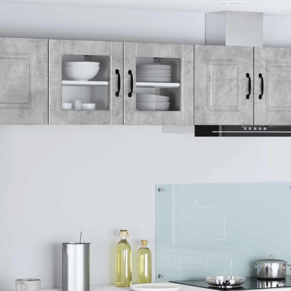 vidaXL Nástenný sklenený kabinet PORTO 2 pcs Betónová šedá