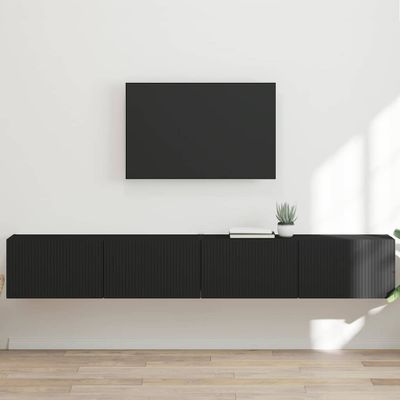vidaXL TV nástenná skriňa 2 ks Čierna Kompozitné drevo