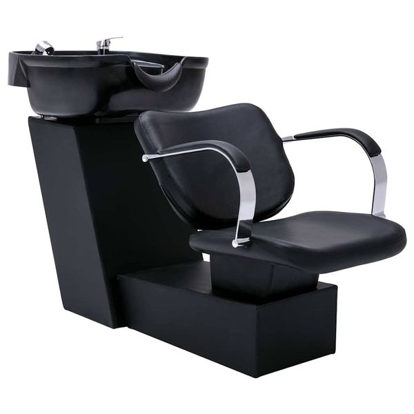 vidaXL Kadernícke kreslo s umývadlom čierne 137x59x82 cm umelá koža