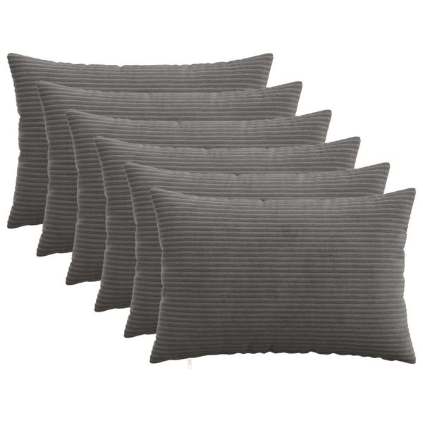 vidaXL Poťah na podložku 6 pcs HEERLEN Tmavosivá 50 x 70 cm manšestr
