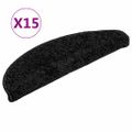 vidaXL Schodové rohože 15 ks 56x17x3 cm čierne polkruhové