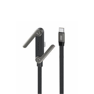 XO kábel NB-Q311 PD USB-C - USB-C 1,5m 240W čierny plochý so stojanom