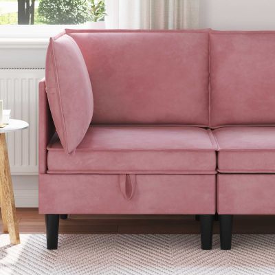 vidaXL Sofa s úložným priestorom Ružová Zamat
