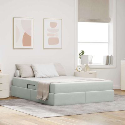 vidaXL Postel s úložným prostorem a matrací Svetlosivá 140 x 190 cm