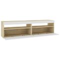 vidaXL TV skrinky 2 ks s LED svetlami biela a dub sonoma 75x35x40 cm