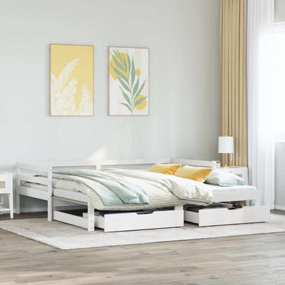 vidaXL Rozkladacia denná posteľ s matracmi bez matraca biela 90x190 cm