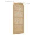 vidaXL Posuvné dvere 86 x 211 cm Borovicový masív Prírodná a biela