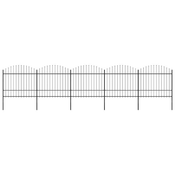 vidaXL Záhradný plot s vrchnou časťou z ocele 892,5x175 cm čierny