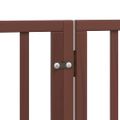 vidaXL Psia brána s dvierkami, skladacia, 4 panely, hnedá, 320 cm, topoľové drevo