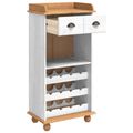 vidaXL Skrinka na víno ASKIM Biela s medovým vrchom 57 x 37 x 114 cm