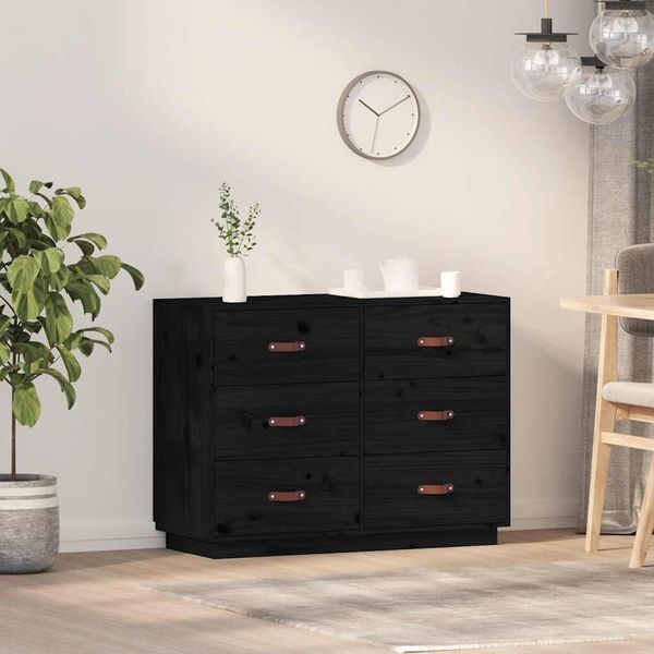 vidaXL Komoda čierna 100x40x75 cm borovicový masív