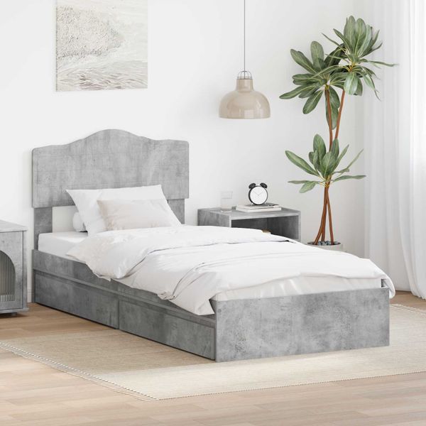 vidaXL Úložná posteľ Betónová šedá 70 x 190 cm Kompozitné drevo
