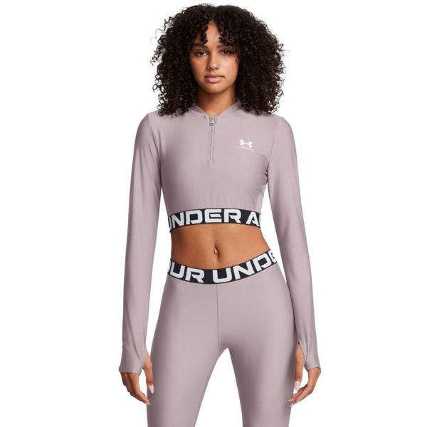 Dámsky top HeatGear Rib 1/4 Zip LS Grey - Under Armour, veľkosť XS, veľkosť oblečenia XS