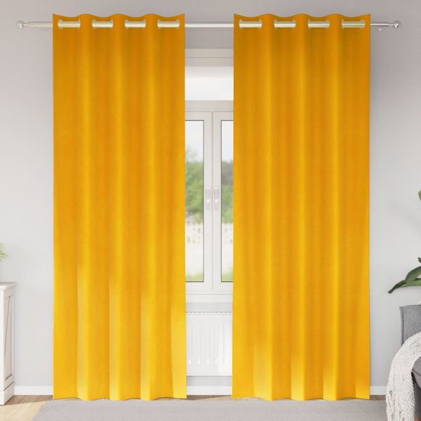 vidaXL Zatemňovacie závesy 2 pcs Horčicová žltá 140 x 260 cm Zamat