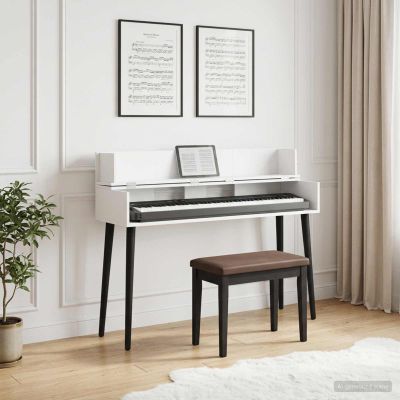 vidaXL Štúdiový stôl Biela 110 x 40 x 19,5 cm Kompozitné drevo