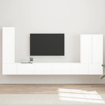 vidaXL Sada nástenného kabinetu na TV 6 pcs Vysoký lesk bielej