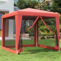 vidaXL Párty stan so 4 sieťovými bočnými stenami červený 2,5x2,5m HDPE