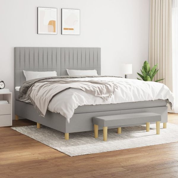 vidaXL Boxspring posteľ s matracom svetlosivá 100x200 cm látka