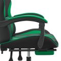 vidaXL Otočná herná stolička s podnožkou čierna a zelená umelá koža