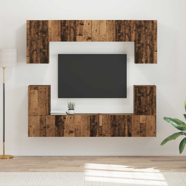 vidaXL Zostava TV skriniek Nástenný 5 pcs Staré drevo Kompozitné drevo