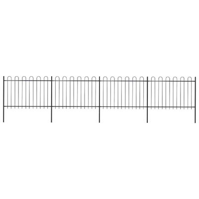 vidaXL Záhradný plot s oblúkom navrchu, oceľový 671x120 cm, čierny