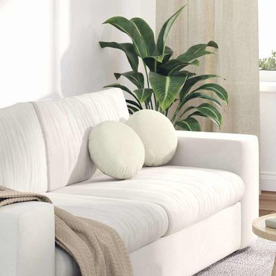 vidaXL Vankúše na sedenie 2 pcs Krémová Ø30 x 13 cm Zamat